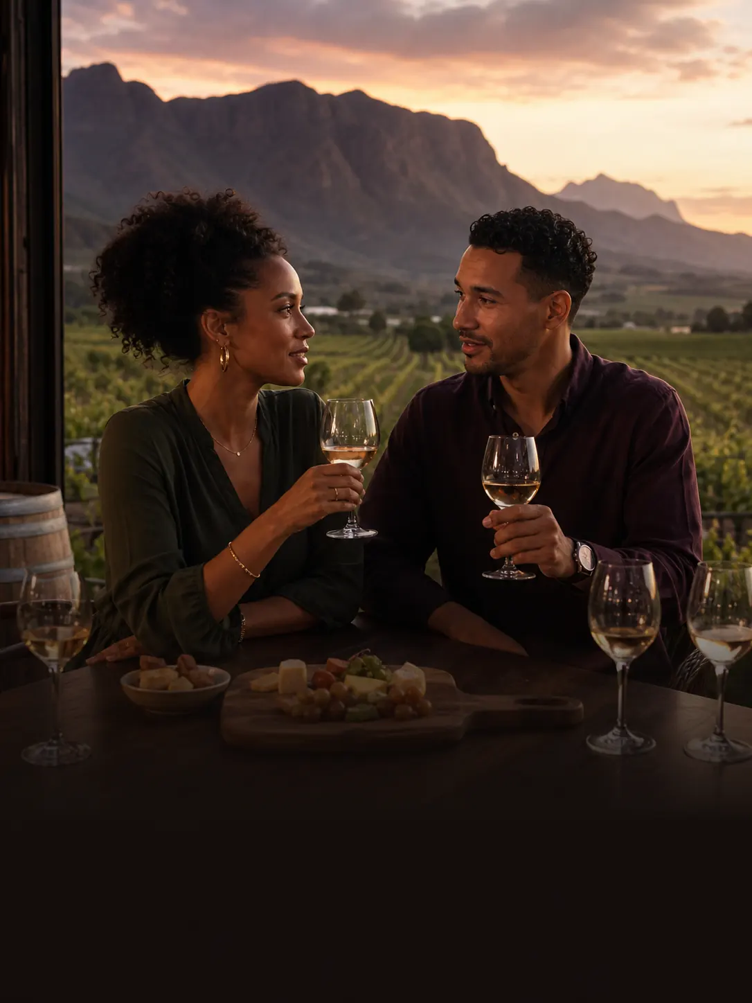 People enjoying wine tasting at a Cape vineyard